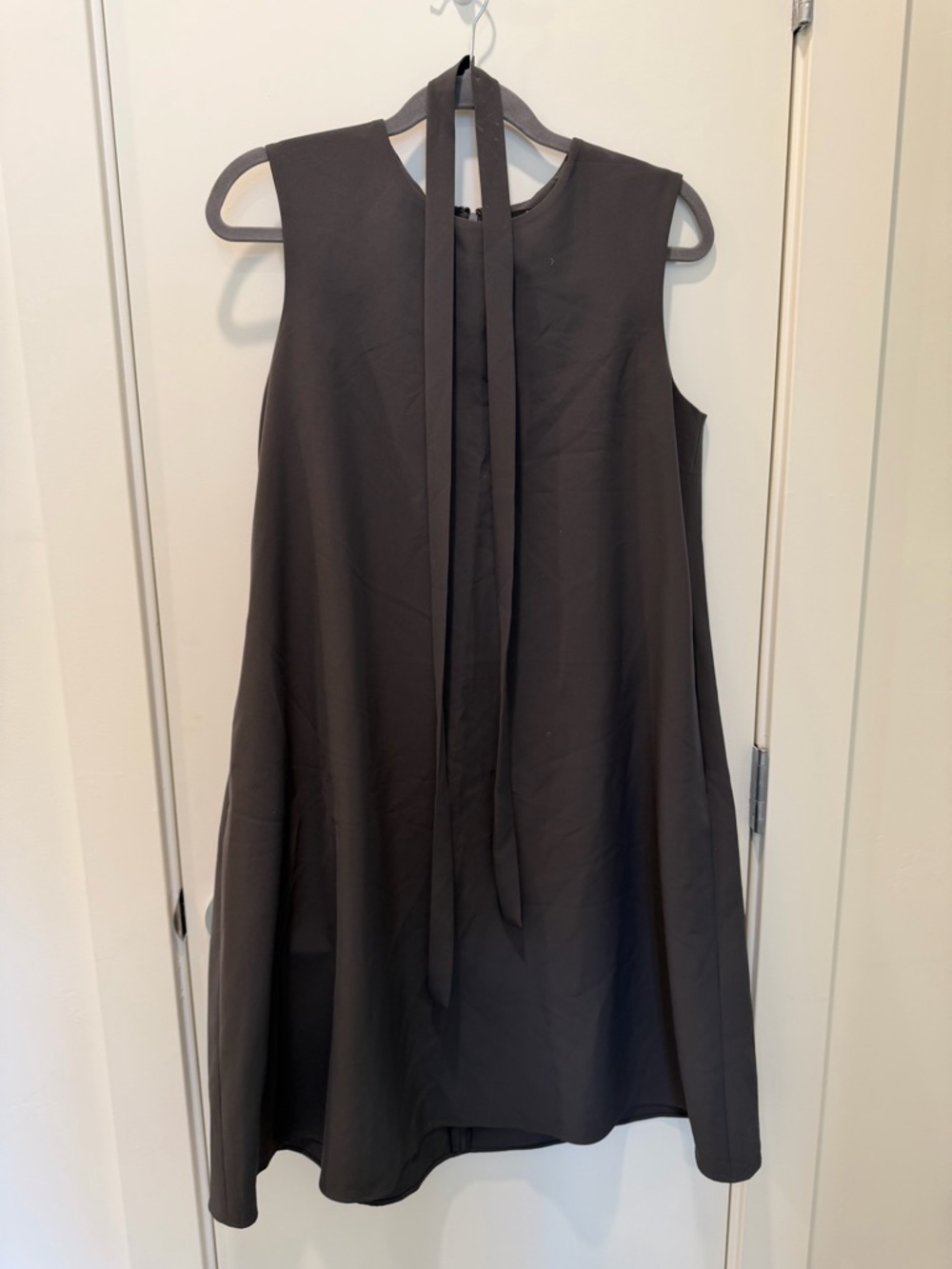 Uniqlo Charcoal Sleeveless Tie-Neck A-Line Tunic